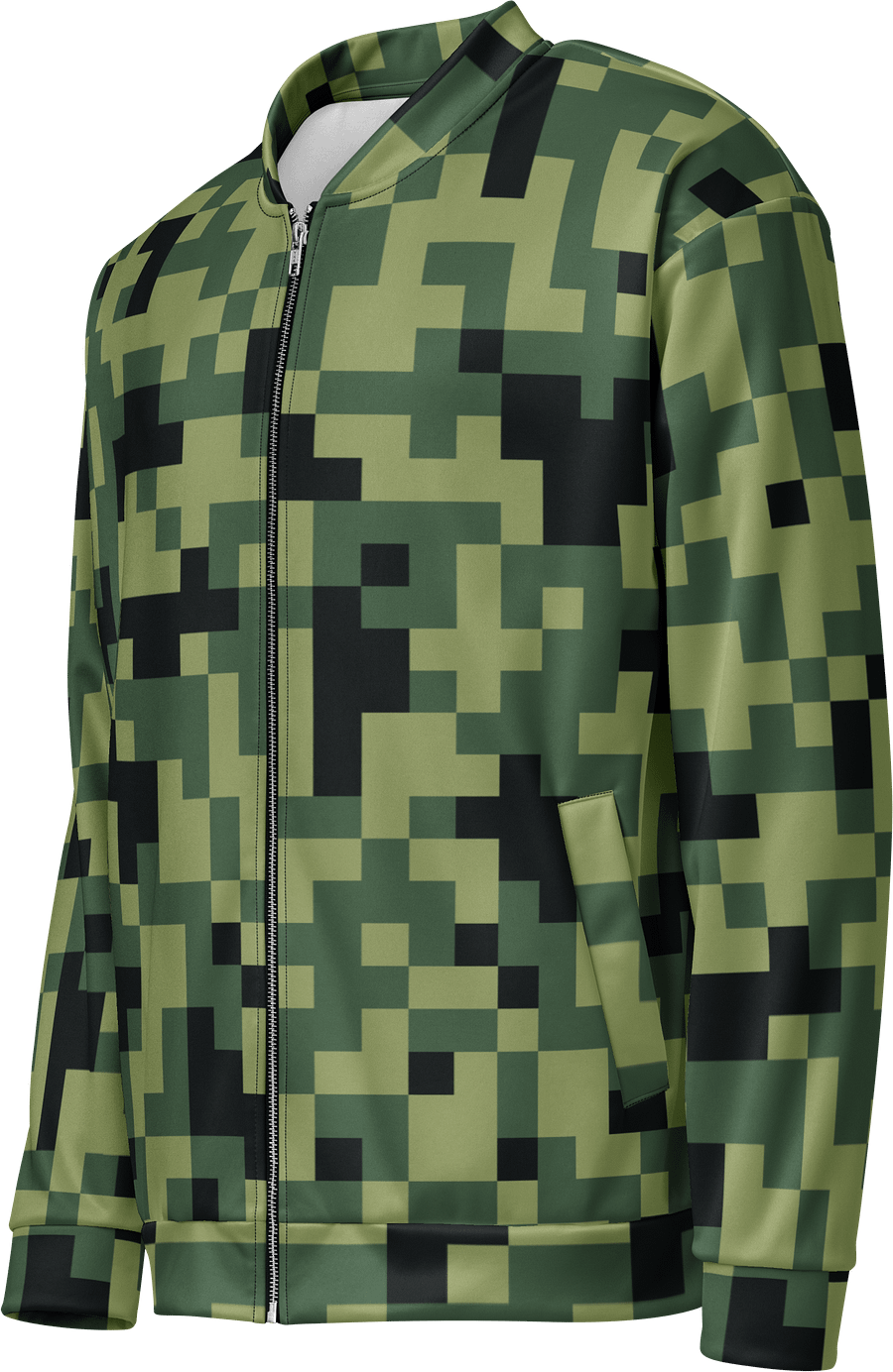 Military Green Camouflage Pixels Camo Pattern Unisex Bomber Jacket product image (2)