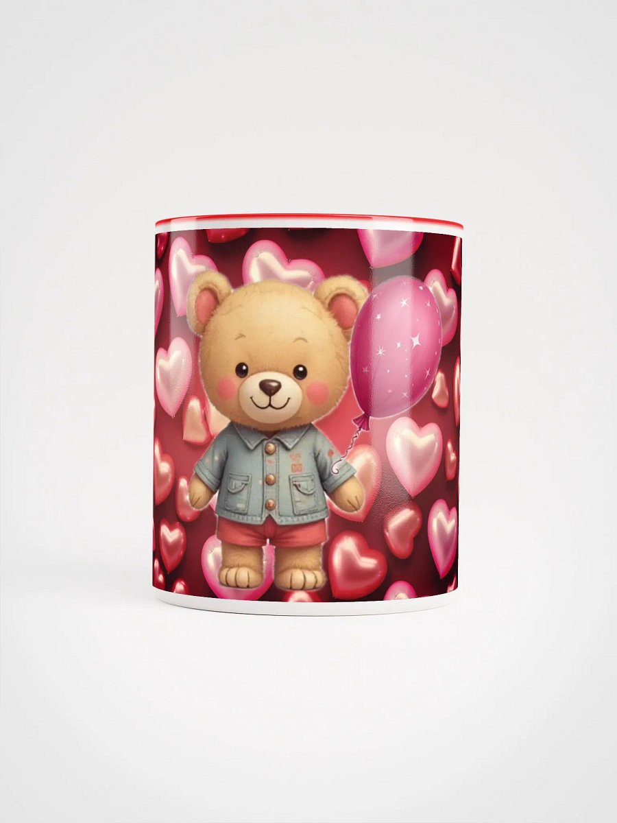 Valentine bear, red, pink balloons background mug product image (10)
