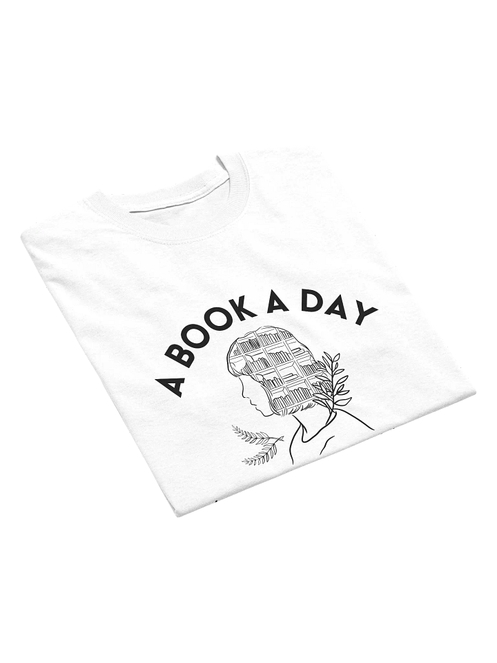 A Book a Day Keeps the Real World Away T-shirt Black Line product image (2)