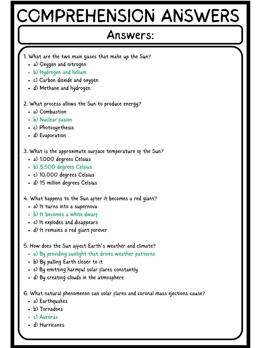 THE SUN READING COMPREHENSION PDF product image (4)