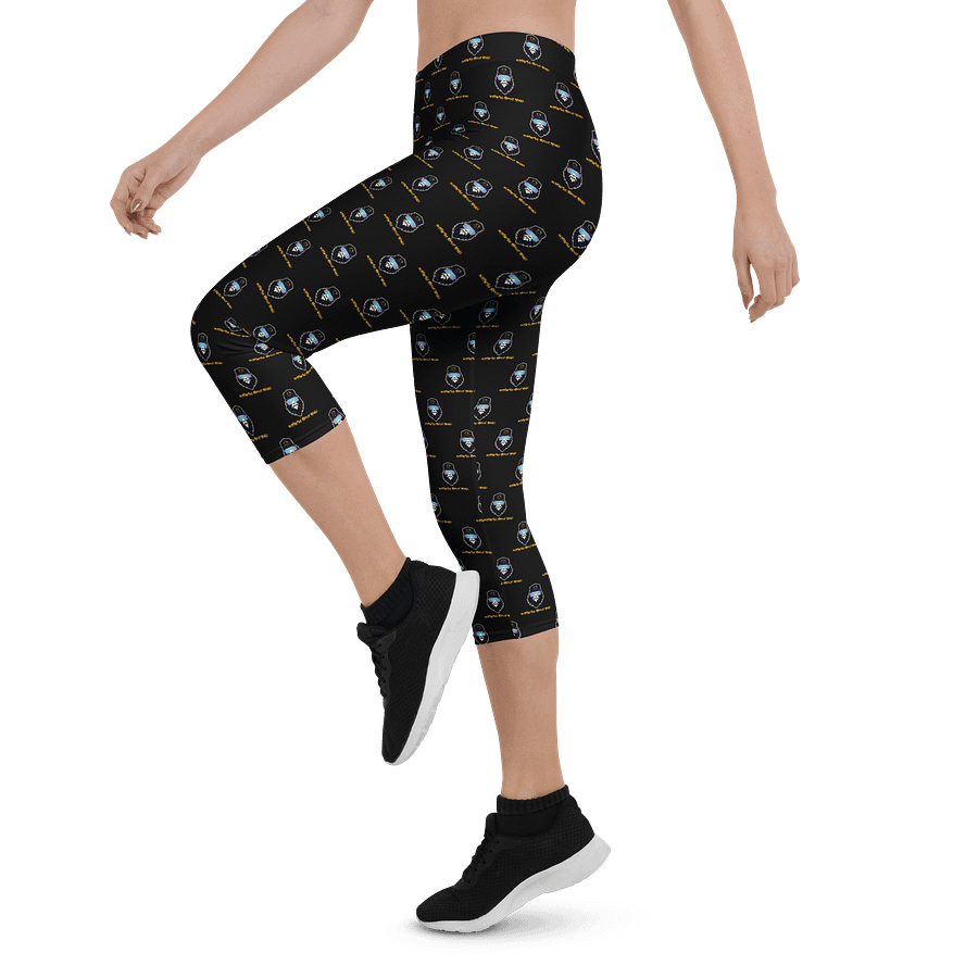 Synthsquatch Fitness Bigfoot Monogram Logo All-Over Print Capri Leggings (Black) product image (3)
