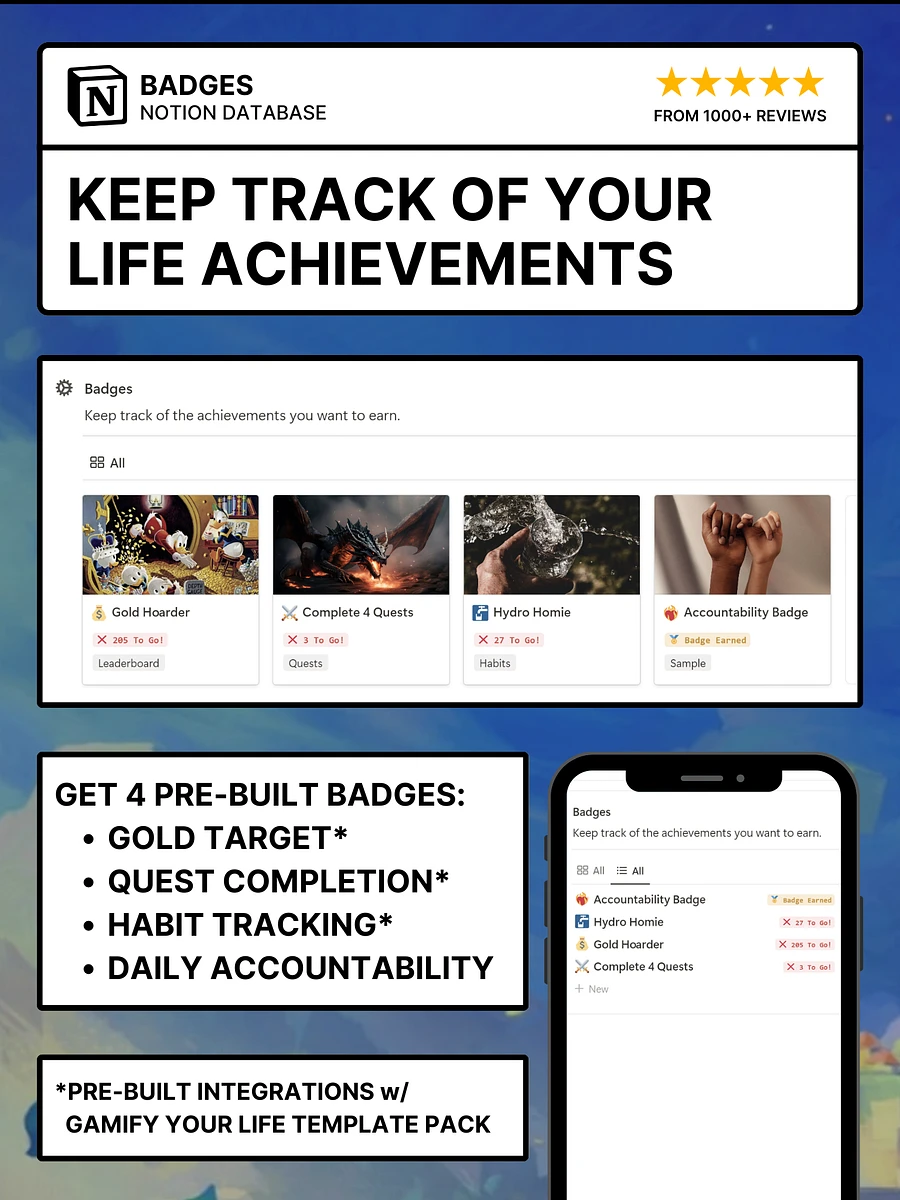 Achievement Tracker (Badges) Notion Template product image (2)