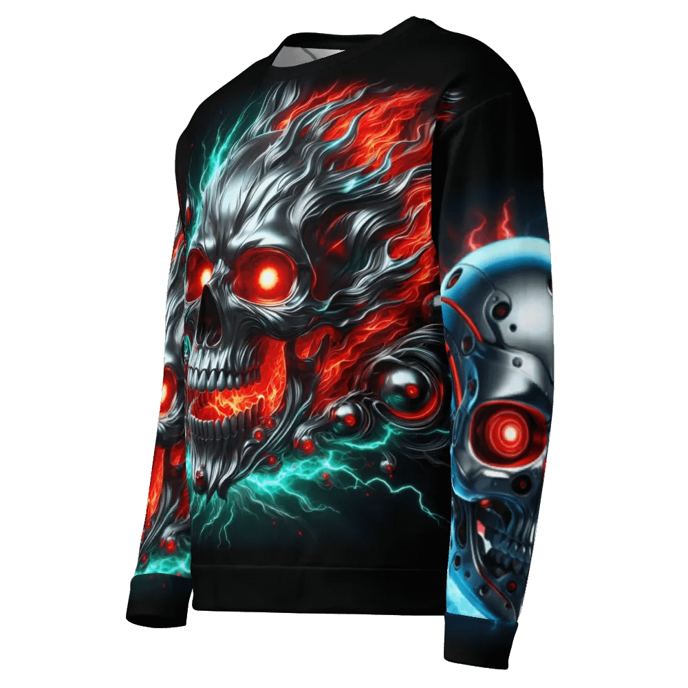 Futuristic RoboSkull All-Over - Unisex Sweatshirt #10 product image (4)