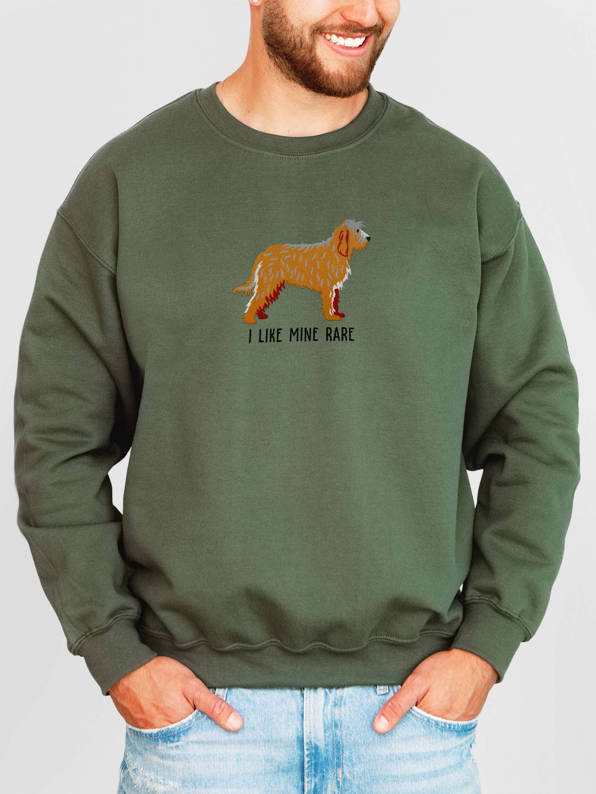 I Like Mine Rare Sweatshirt (Embroidered) of an Otterhound(Wheaten) product image (2)