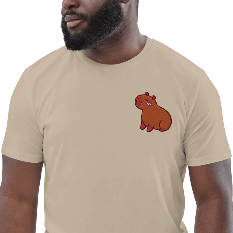 Cute Embroidered Capybara Organic Cotton T-Shirt product image (3)