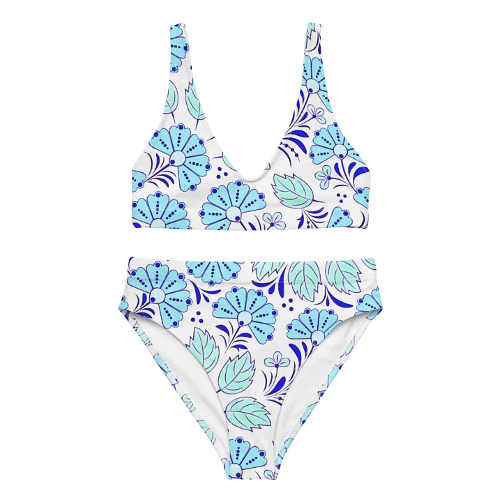 EcoChic Blue Floral High Waist Bikini Set product image (1)