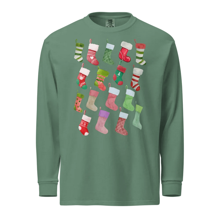 Christmas Stocking Collage Adult Long-Sleeve T-Shirt product image (2)