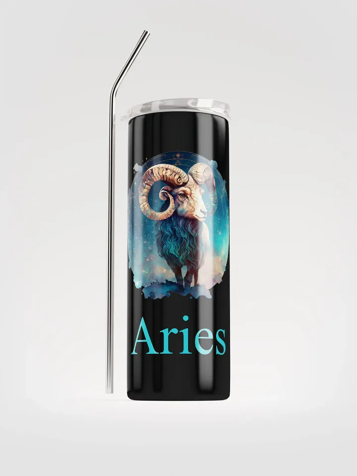 Vibrant Blue Aries Zodiac Stainless Steel Tumbler - Celestial Elegance! ♈ product image (1)