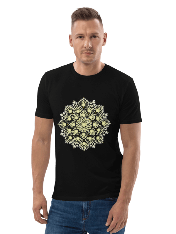 Yellow Dot Mandala Unisex Organic Cotton T-Shirt product image (4)