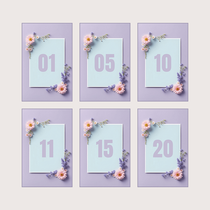 Floral Table Number Card - Dizynai (DTN-13) product image (2)