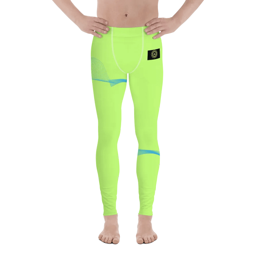 Flowing Blue Wave Men's Leggings_Lime product image (3)
