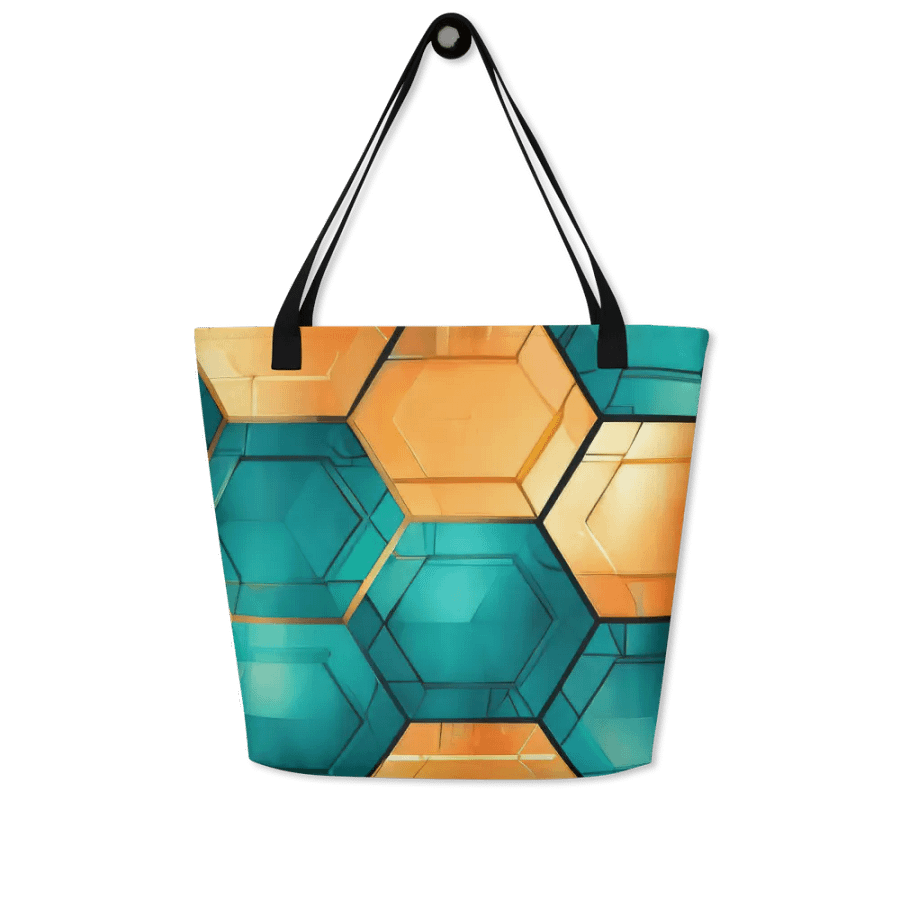 Hexagonal Harmony: Teal and Gold Geometric Fusion product image (4)