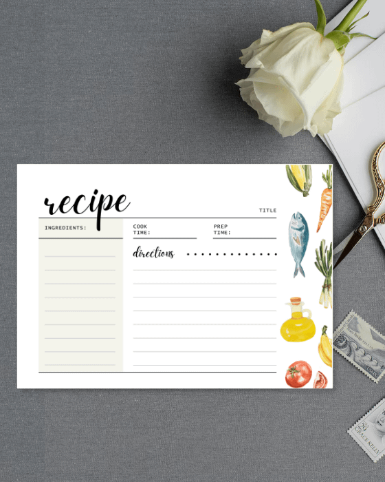 White Watercolor Illustrative General Recipe Card product image (2)