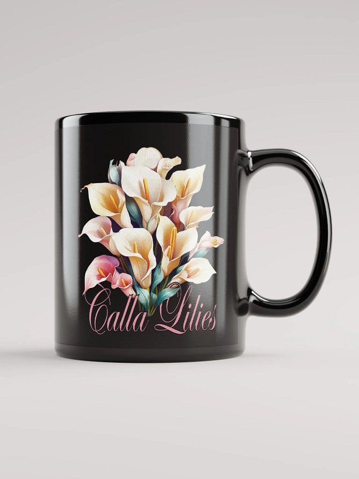 Floral Graphic | Black Coffee Mug | Calla Lilies product image (2)