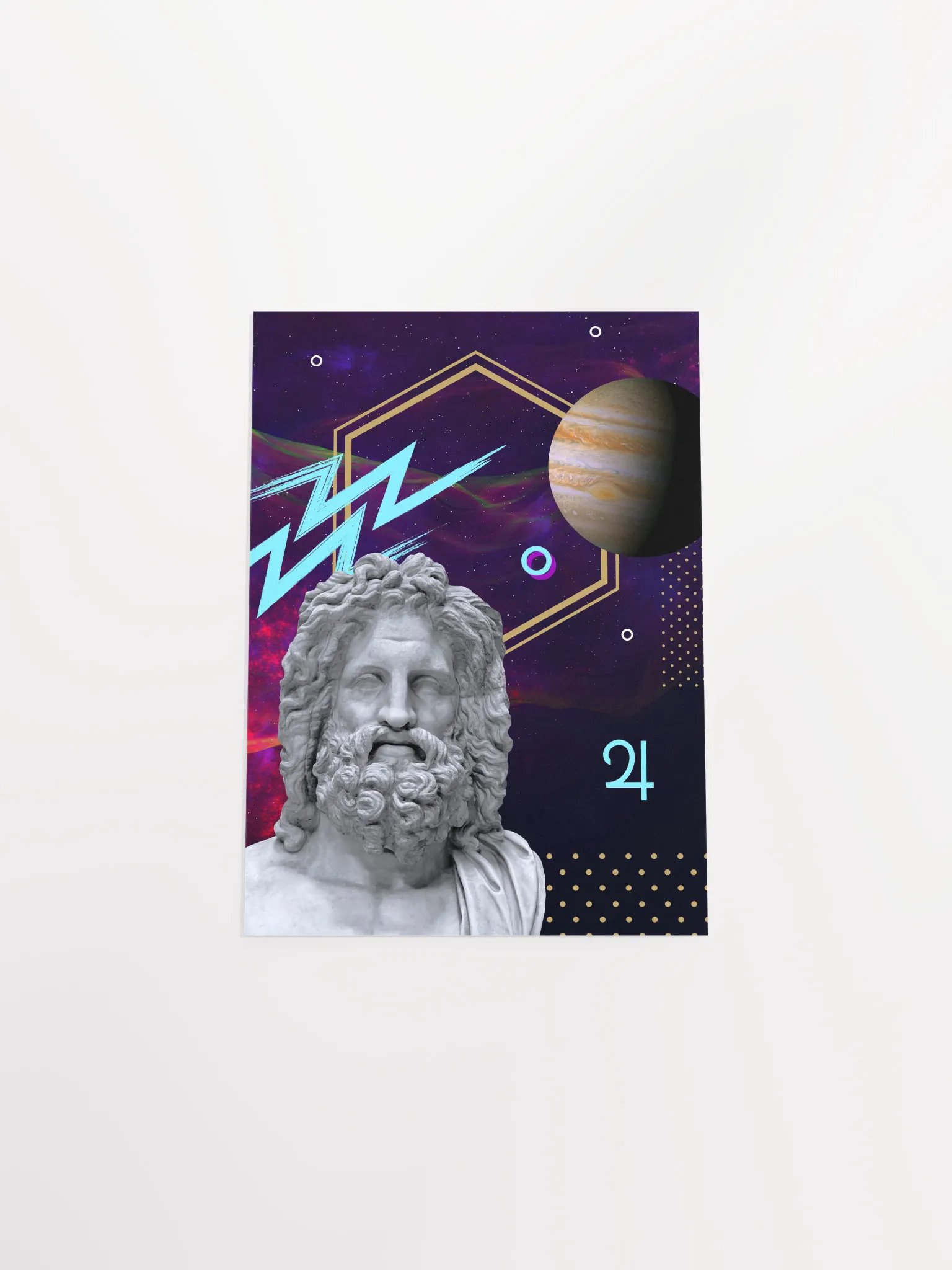 Vaporwave poster: Synthwave Gods and Planets - Jupiter (gr. Zeus) [synthwave/vaporwave/retrowave/cyberpunk] — aesthetic poster product image (10)