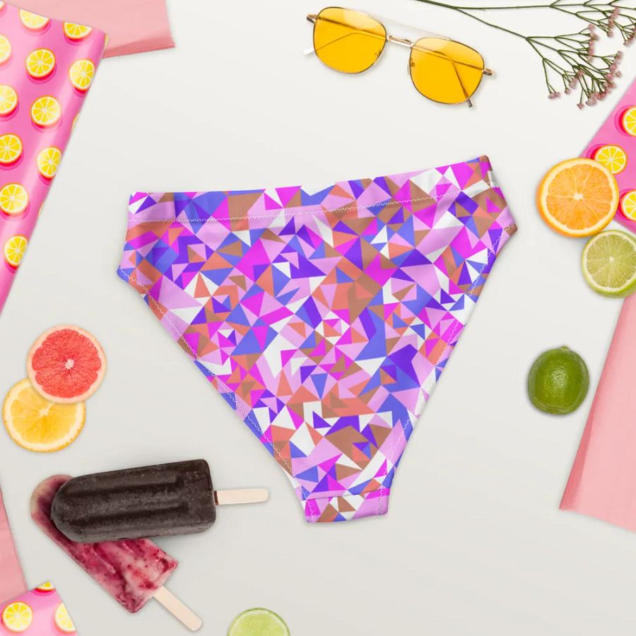 Colorful vector Pattern Design High Waisted Bikini Bottom - v3 product image (4)