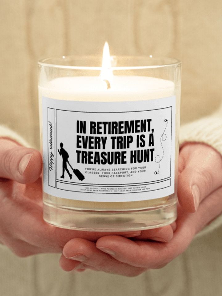 Funny retirement gift for a retired travel addict - Soy wax vegan candle product image (1)