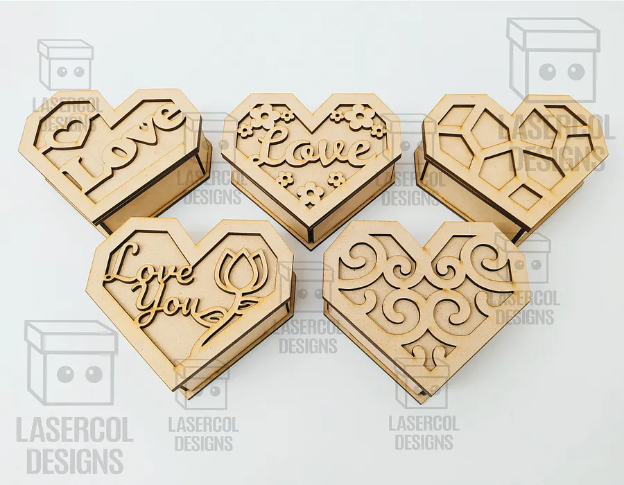Heart Shaped Box Set 2 (5 Styles, 3 Sizes) - Laser Cut Files product image (9)