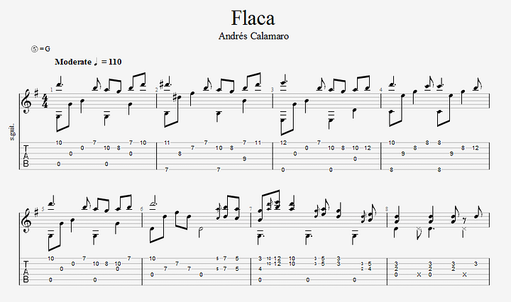 Flaca [Fingerstyle] Partitura + Tab product image (1)