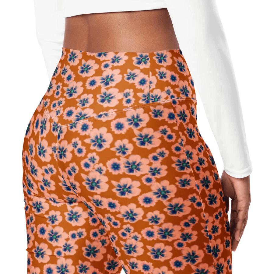 Burnt Orange and Blue Floral Flare Leggings product image (4)