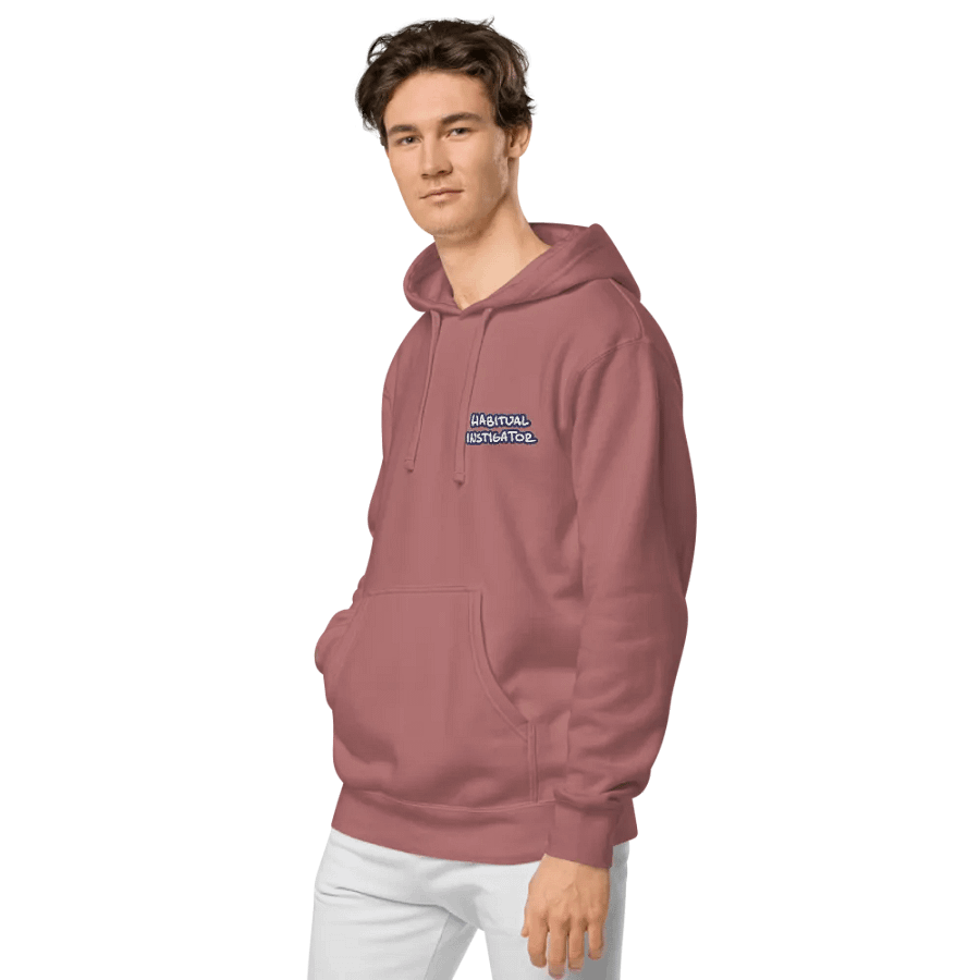 Habitual Instigator (L.C. navy bubble design 2) embroidered pigment hoodie product image (4)