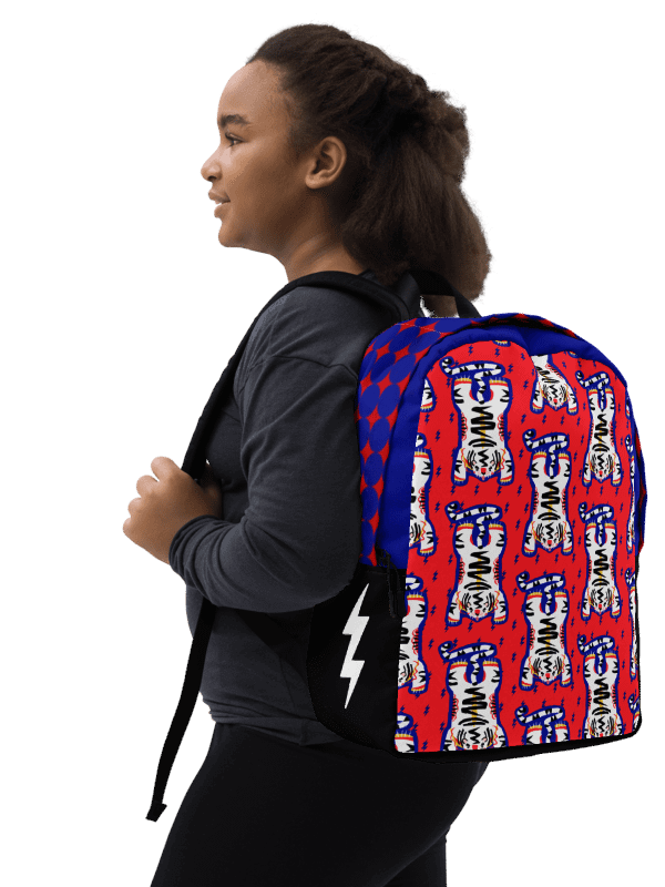 White Electric Tiger on Pink and Blue - Backpack product image (6)