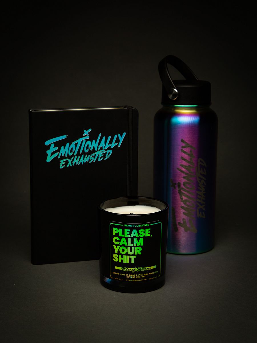 (LAST FEW) Emotionally Exhausted Water Bottle - Holographic 32 oz product image (6)