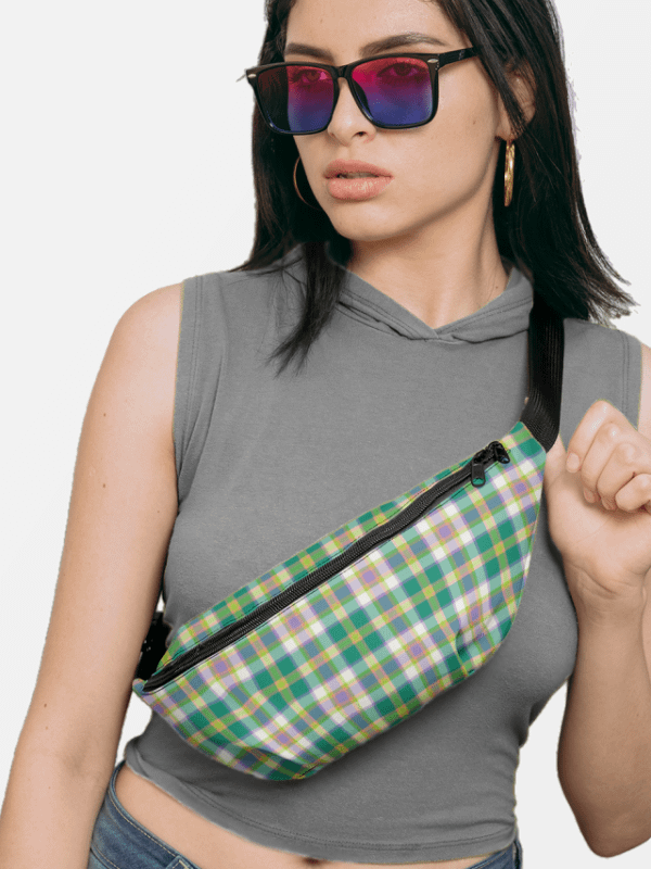 Seafoam Green and Purple Plaid Fanny Pack product image (1)