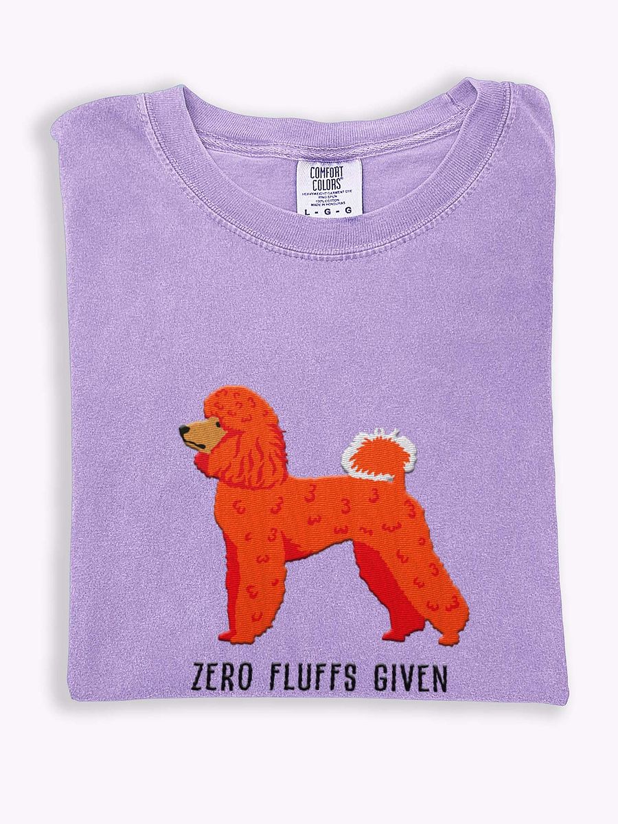 Zero Fluffs Given T-Shirt(Embroidered) of a Miniature Poodle(Red) product image (1)