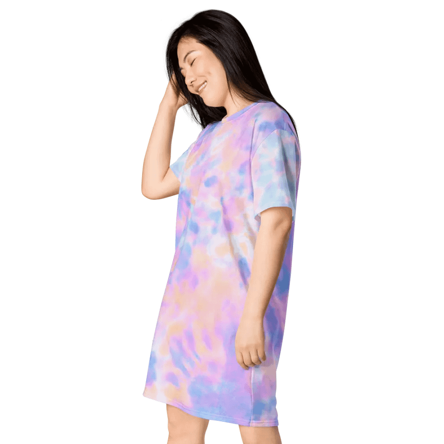 Rainbow Tie Dye Pattern T-shirt Dress product image (6)