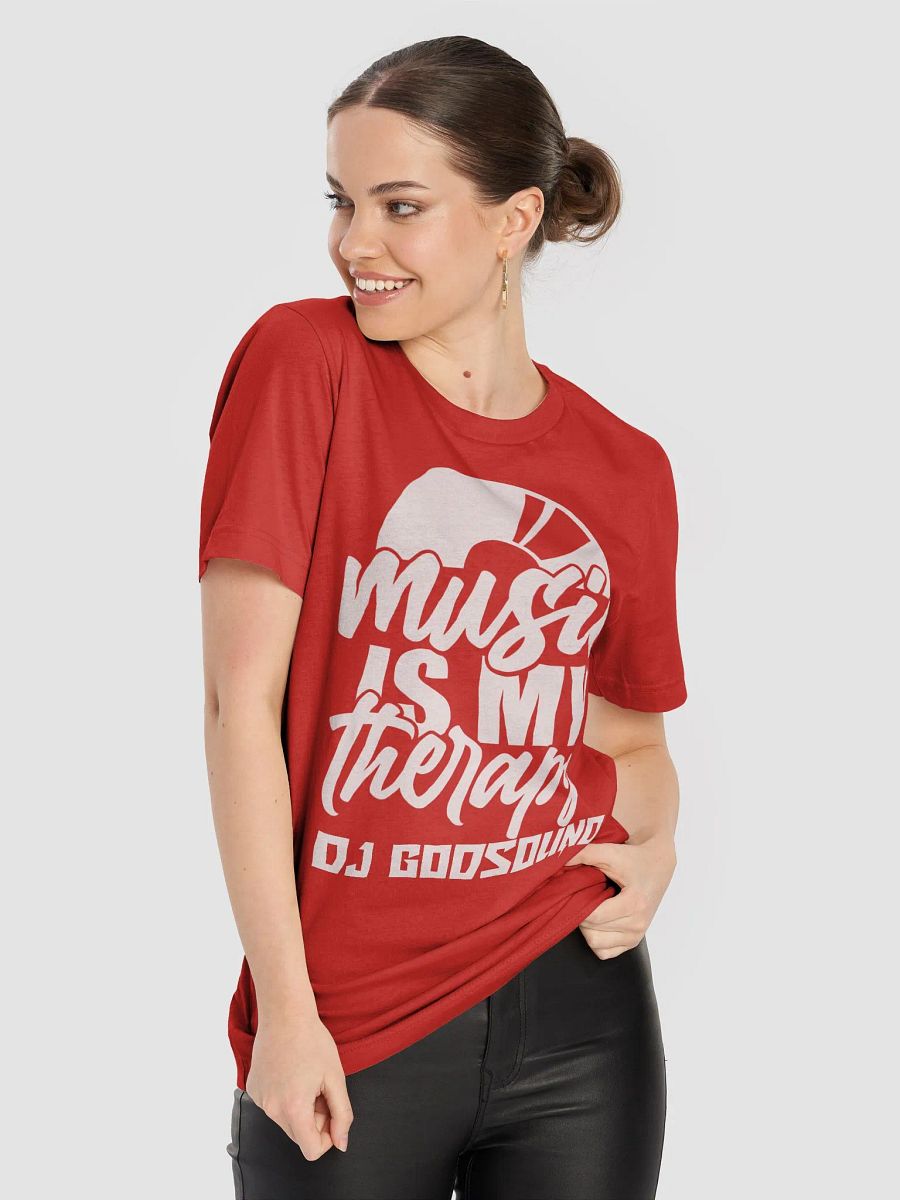 DJ T-Shirt With Graphic Rapper Merch Band Merch Music Merch By DJ GodSound "Music is My Therapy" Classic Fit UNISEX Red T-Shirt product image (8)