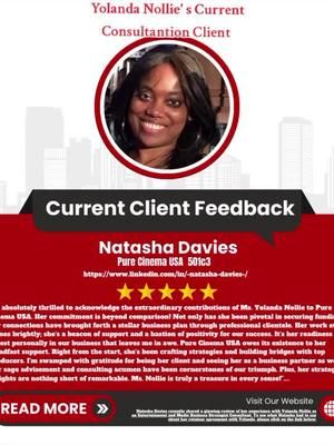 Natasha Davies recently shared a glowing review of her experience with Yolanda Nollie as an Entertainment and Media Business Strategist Consultant. To see what Natasha had to say about her retainer agreement with Yolanda, please click on the link below: https://lnkd.in/ePBdH3Qd #clientspotlight #clientreview #acknowledgement #people ]#mediarelations #newsmedia #christiancommunity #communityempowerment #blackentrepreneurs #nonprofitleadership #partnerships #partnershipopportunities #sponsorshipopportunities #OpenForBusiness https://lnkd.in/efXsecqk Natasha Davies #fypage @van @Ken Hibbert @Antone Jones191 
