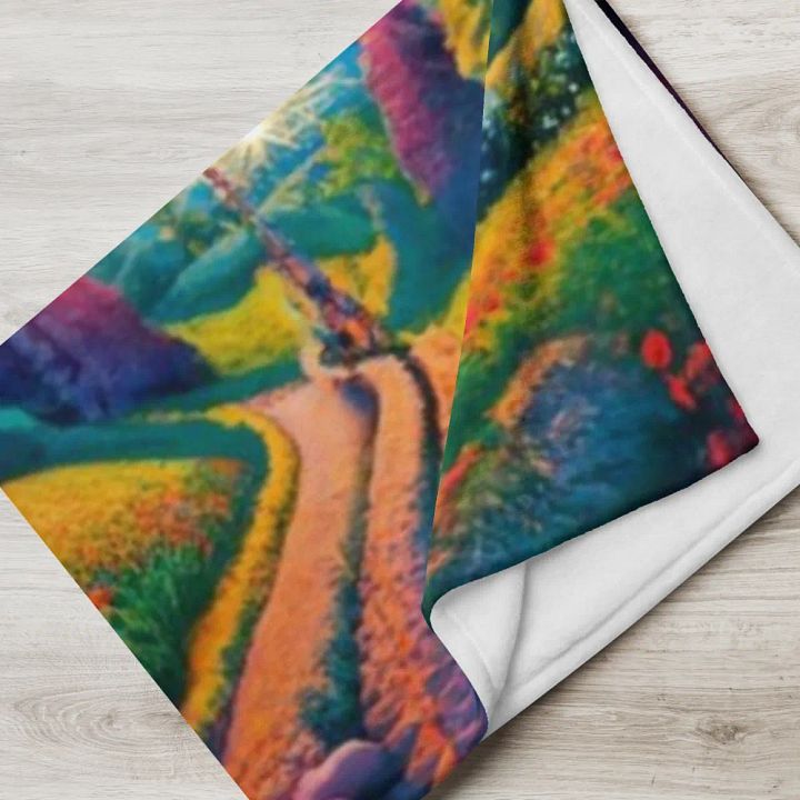 Serene Seaside Cottage Watercolor Throw Blanket product image (1)