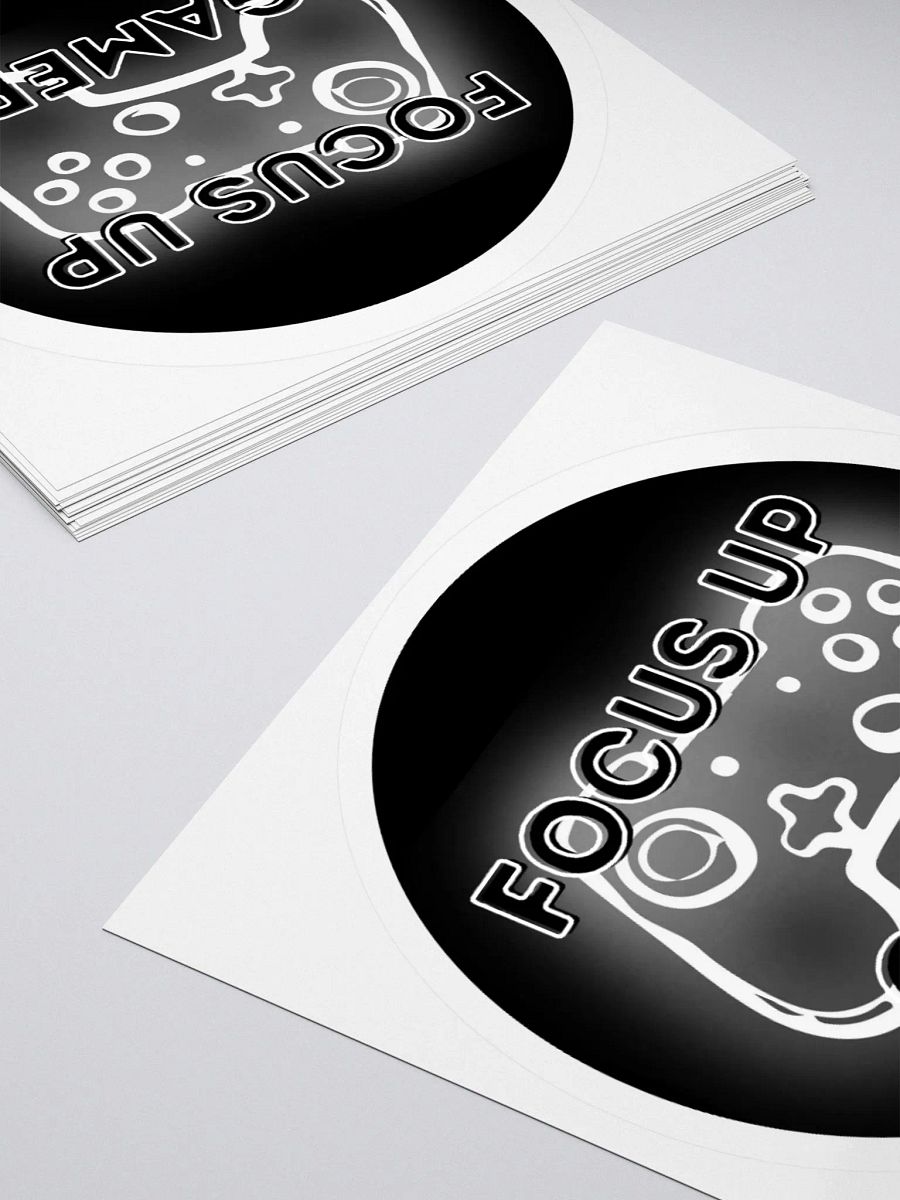 Focus Up Gamer Black & White Round Sticker product image (10)