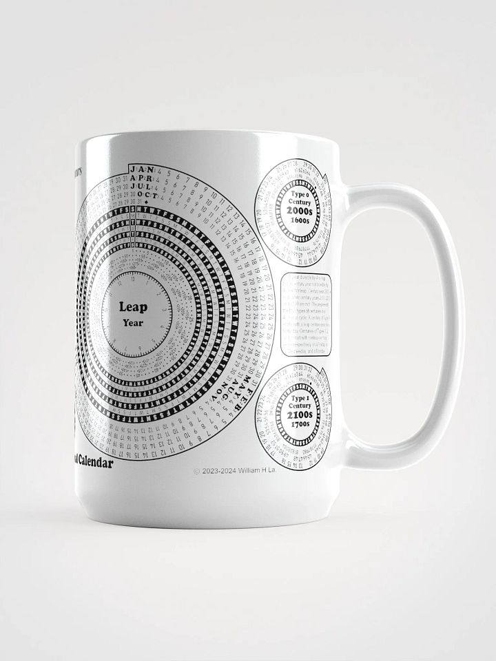 Spiriform Perpetual Calendar 15oz White Ceramic Mug product image (1)