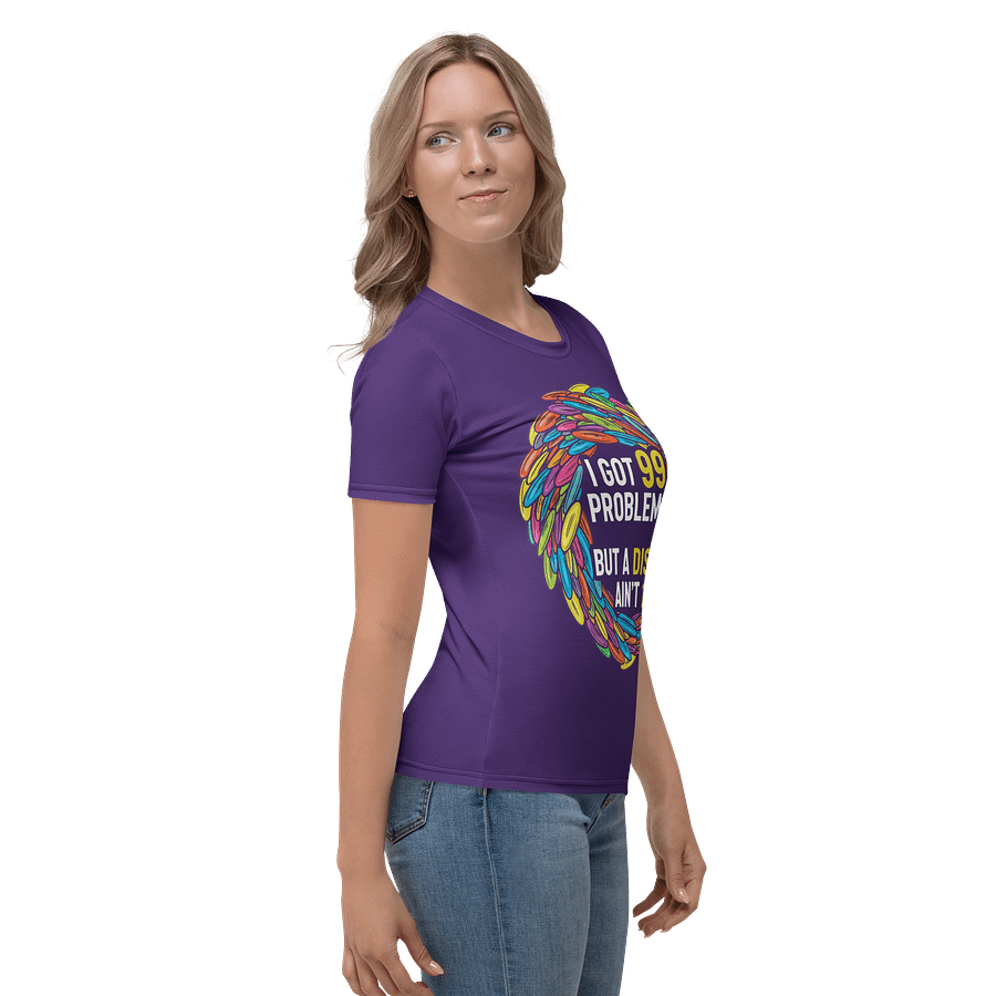 Fancy Lads Women's Purple T-shirt "I Got 99 Problems But A Disc Ain't 1" product image (5)