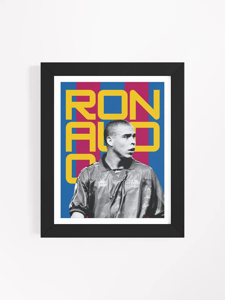 Ronaldo Nazário BW Barcelona Name Art Framed Print product image (1)