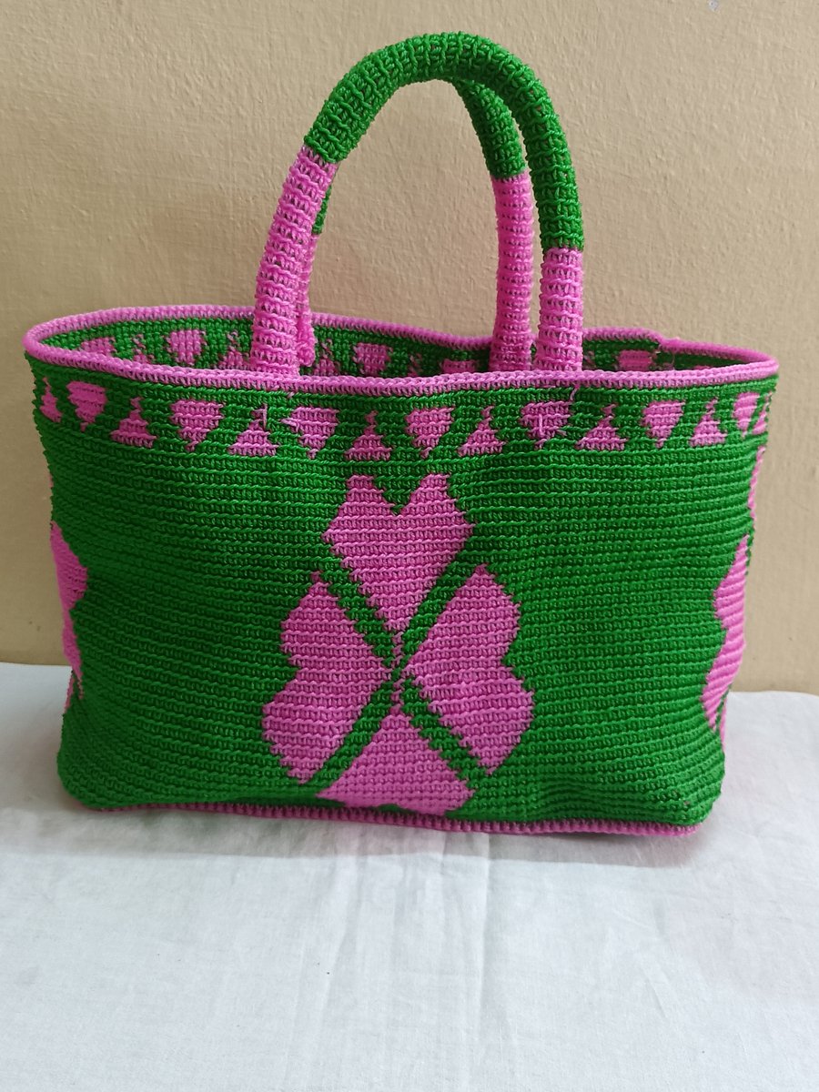 Green and pink Crosia wire big basket product image (2)