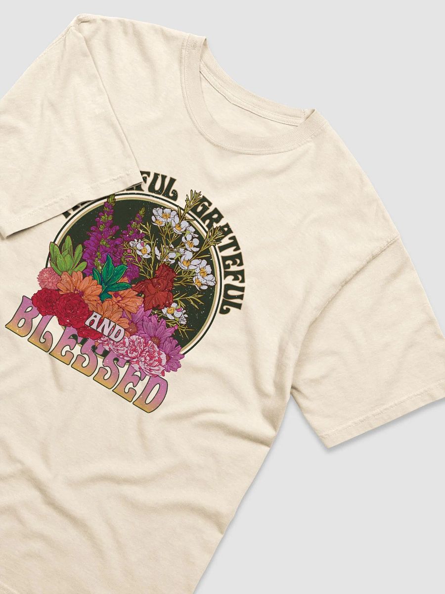 Thankful, Grateful, and Blessed Fall Flowers T-Shirt | Motivational Fall and Thanksgiving T-Shirt Design product image (15)