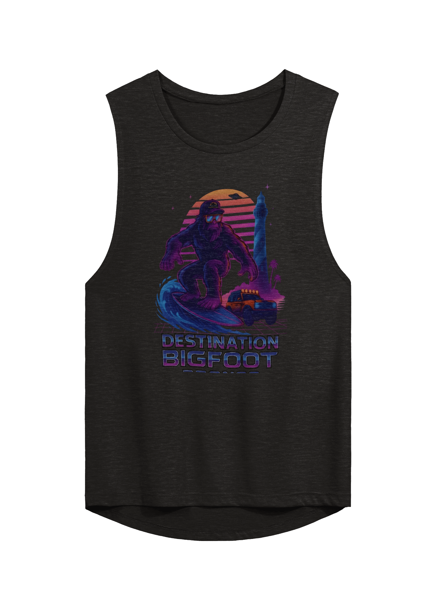 Destination Bigfoot Bronco Synthwave Flowy Women's Muscle Tank (Multiple Colors Available) product image (1)