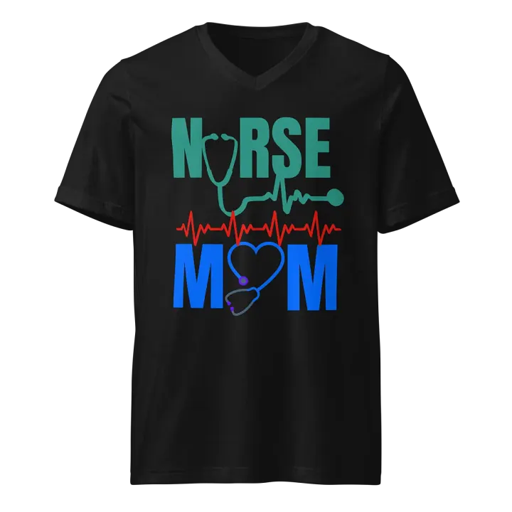 Nurse Mom Heartbeat V-Neck Tee product image (1)