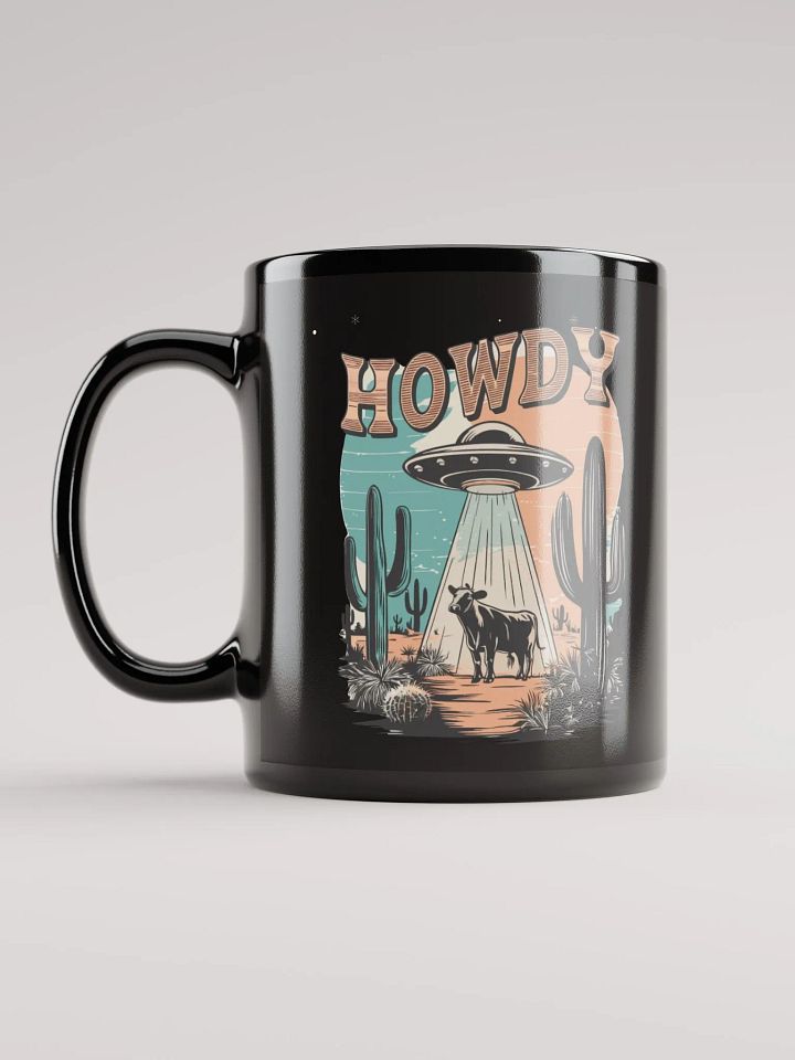 "Howdy-UFO" black glossy mug product image (1)