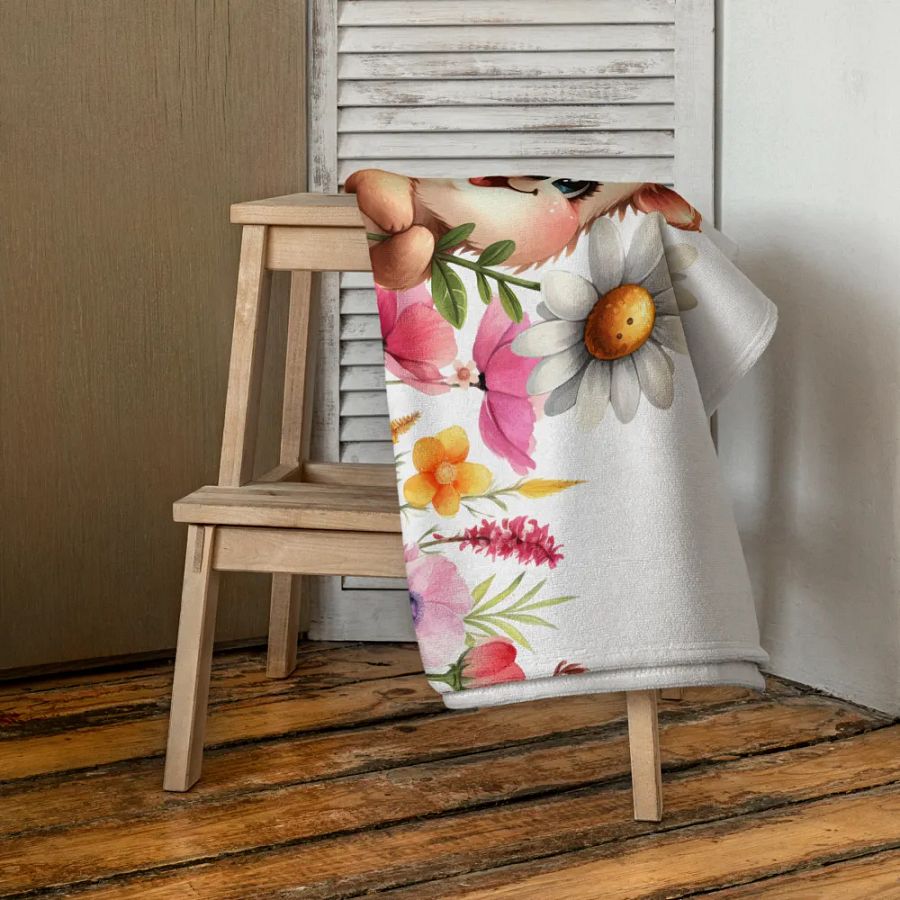 Cute Hedgehog and flowers Towel product image (4)