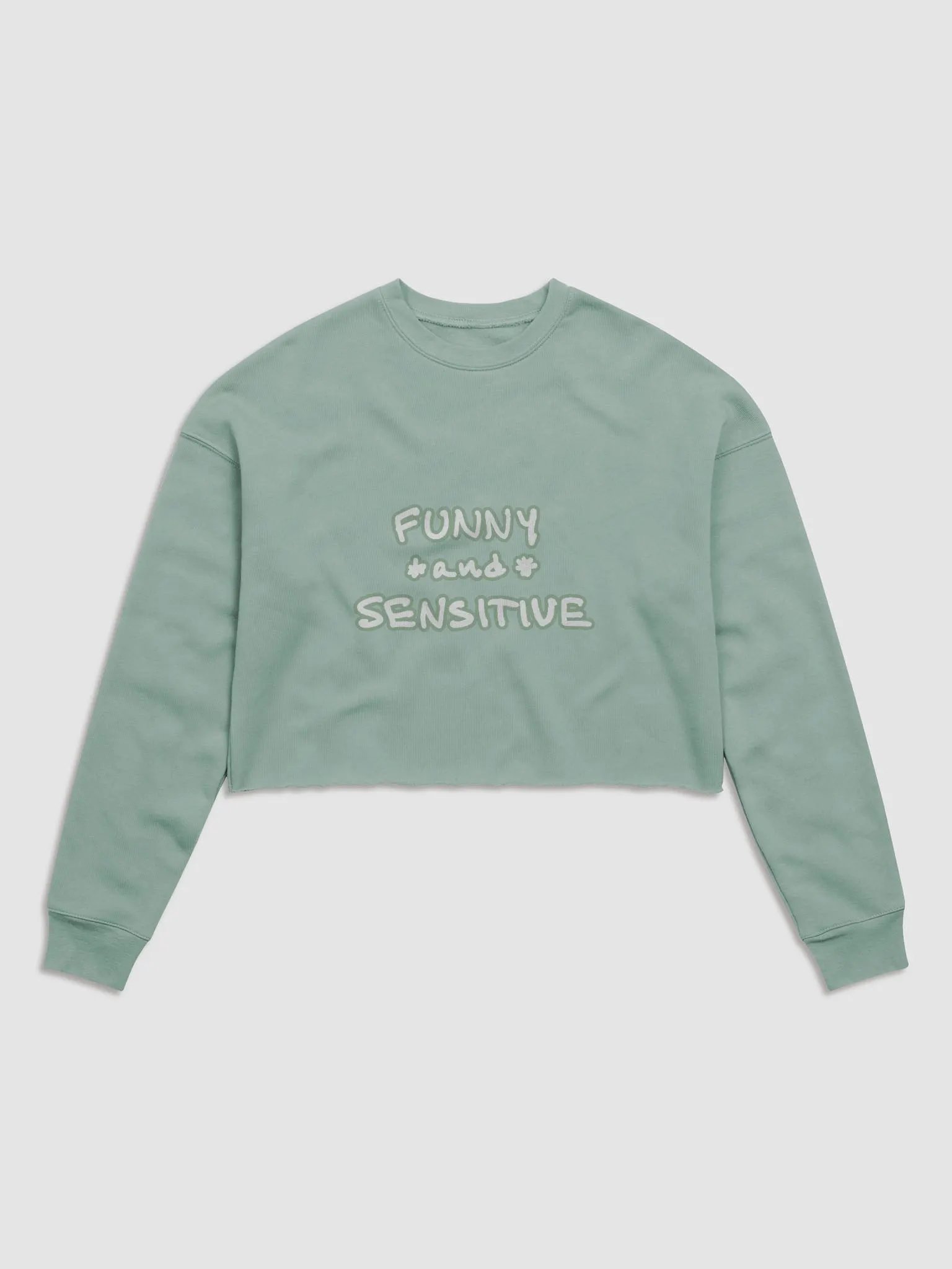 FUNNY *and* SENSITIVE (lined design, #96B697) women’s fleece crop sweatshirt product image (10)