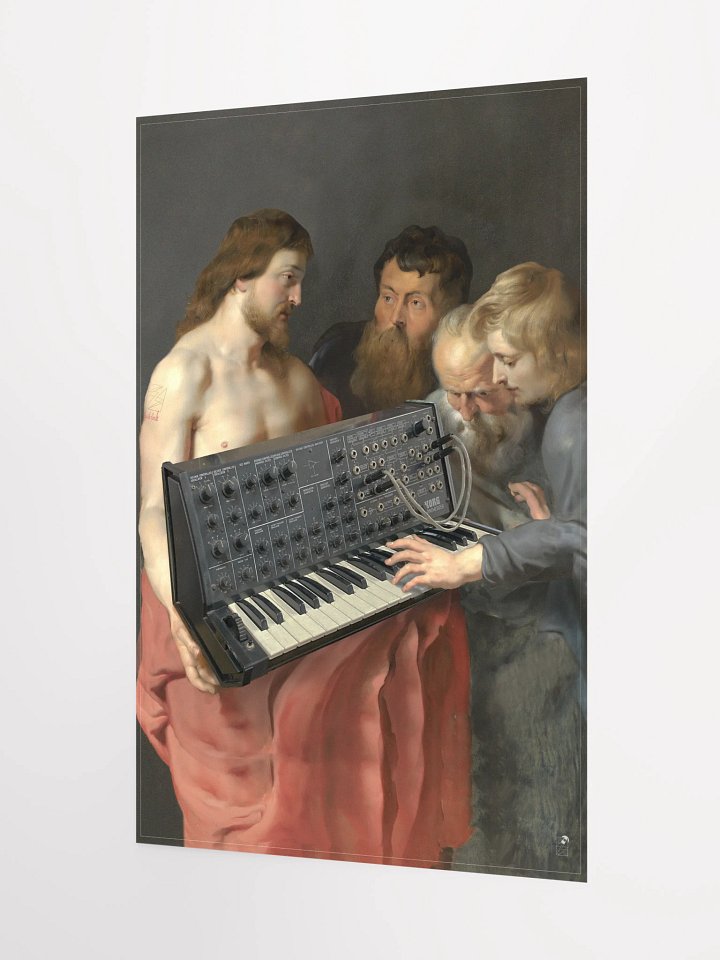 He died for our synths, by Frank Fonik (Japanese Korg MS 20), Techno EDM Matte Paper Poster product image (2)