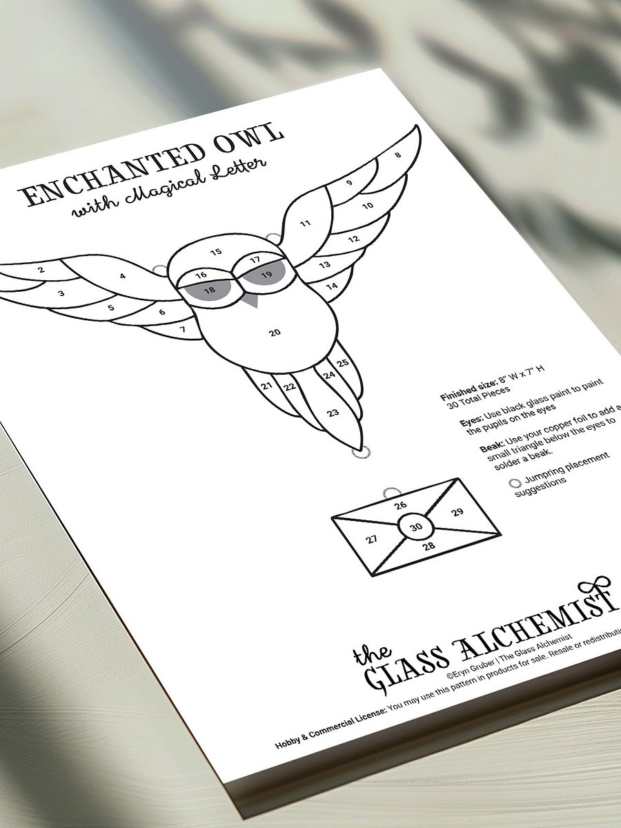 Enchanted Owl with Letter Stained Glass Pattern product image (1)