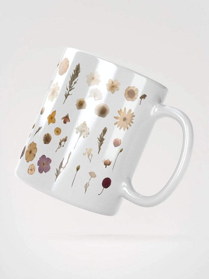 Pressed Flowers White Glossy Ceramic Mug product image (2)