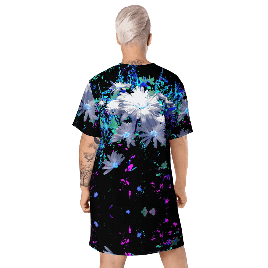 Abstract Neon Daisy Flowers Ladies T Shirt Dress product image (10)