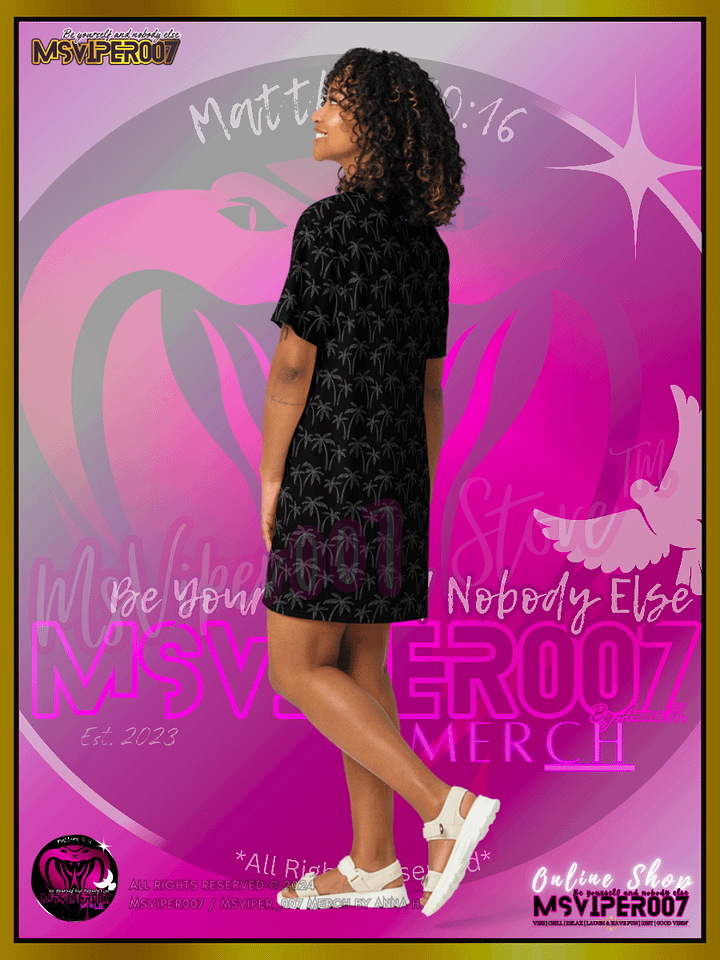 T-SHIRT DRESS - MSVIPER007'S "CHILL & VIBE™" (black/oasis blue | V2 ) T-SHIRT DRESS BY ANNA H. product image (2)
