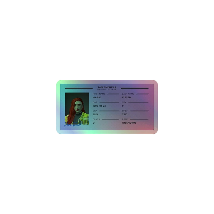 Marie Fister Driver's License Holographic Sticker product image (2)